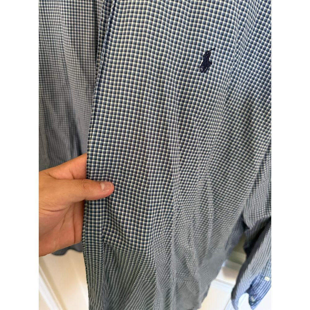 FLAWED VTG Ralph Lauren Blake Plaid Blue/White Long Sleeve Button Down- XXL - Picture 5 of 9